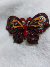 Vintage Messing Brosche Rot