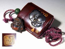 Signiertes Inro Tengu & Okame