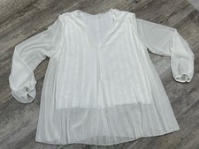 Italien Damen Bluse Weiß Plissee Gr. 4-8 (42) Neu Ungetragen