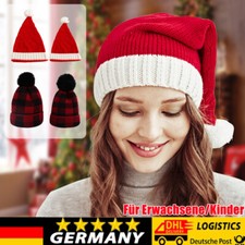 DE Weihnachtsmütze Nikolausmütze Rot Gestrickte Mütze Santa Erwachsene/Kinder