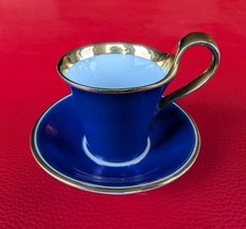 1918-1929 Fürstenberg Sammeltasse Mokka Mocca Gold Blau Gedeck Empire Tasse Alte