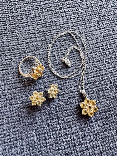 Citrin schmuckset silber - silber, 925