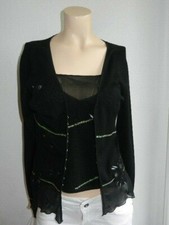 MARIA DI RIPABIANCA Seiden Twinset Top plus Jacke/Cardigan Gr. 36 schwarz 
