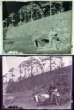 Seltenes Foto Glasnegativ - Motorrad ARDIE 500 ? mit Beiwagen - Original um 1931