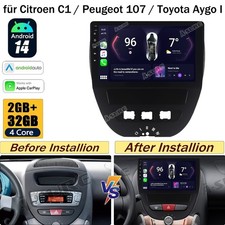 Android 14 Radio Carplay Navi DSP HiFi BT für Citroen C1 Peugeot 107 Toyota Aygo