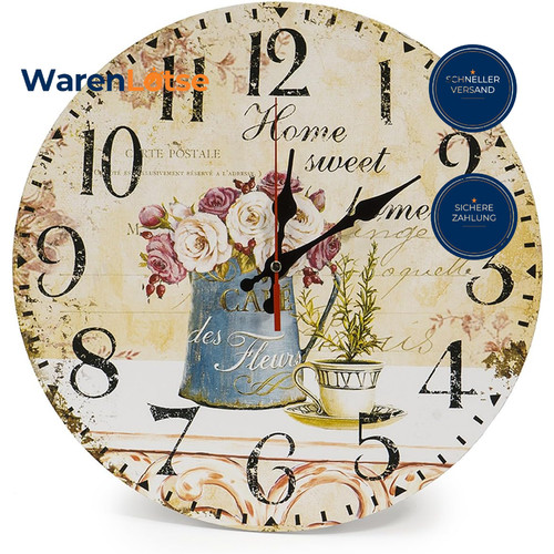 Holz wanduhr 30cm landhausstil - wanduhr,