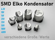 SMD Elko Elektrolyt Kondensator 0,1µF-1000µF 6,3V - 400V 105°C Stützkondensator