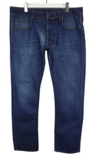 G-Star 3301 Straight Herrenjeans W38/L34 Blau Denim Whiskers Neu Knopf Fly