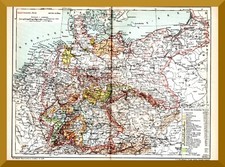 Deutsches Reich +Historische Landkarte 1895 +Staatsgrenzen, Preußen, Schlesien+