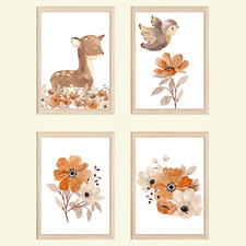 Waldtiere 4er Set Bilder Reh