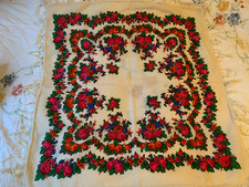 Tuch Schal Wolle Pawlow Posad russisch 96x94 cm mit 12 cm Fransen nie getragen