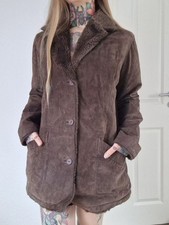 Jacke Mantel Winterjacke Echtleder Kunstfell gefüttert braun Größe M