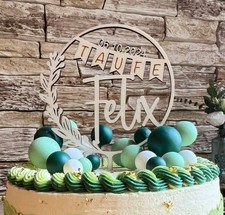 Holz Cake Topper Taufe personalisiert V21, Kuchenstecker