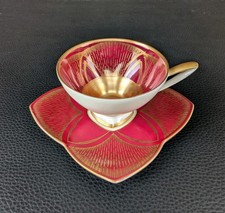 1938-1956 Alka Kaiser Mokka Mocca Sammeltasse Gold Rot Staffiert Eckig Espresso