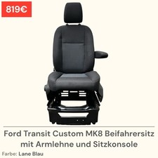 Ford Transit Custom Trend MK8 Beifahrersitz Sitz V363 & Sitzkonsole Lane Blau