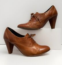 Akira Leder Pumps Stiefelette Schnürer Oxford Gr. 37  Braun Echtleder Schuhe