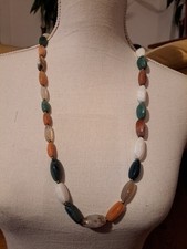 Kette Halskette Halbedelsteine mehrfarbig  Länge 76 cm neu