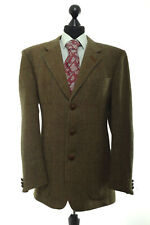 DAKS Sakko Jackett 98 braun kariert einreihig 3-Knopf Patches Tuch wie Neu