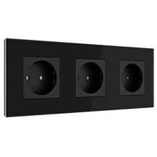 PANGTZEEN / PULSAR 3-fach Steckdose Unterputz mit Glasrahmen – Schwarz