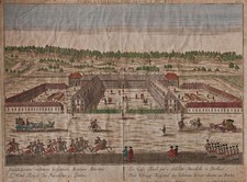 Georg Balthasar Probst Guckkastenbild Berlin Hospital color Kupferstich 18.Jh.