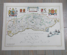 JOHAN BLAEU KARTE VON SUSSEX 1648 44x 57cm 1970er NATIONAL LIBRARY OF SCOTLAND PRIN