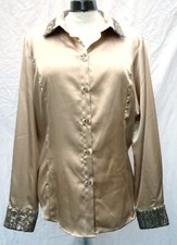 Satinbluse gold Pailletten 44