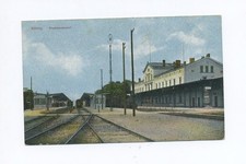 ca 1916 Dt. Reich Farbkarte Elbing Elbląg Staatsbahnhof beschrieben Feldpost