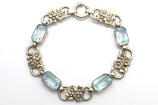 Armkette 800 SILBER silver argento Armband vergoldet bracelet Blautopas