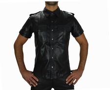 AW-665 Lederhemd Schwarze