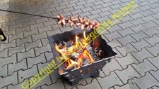 Feuerkorb mit Namen nach Wunsch, Feuerschale, Grill, zerlegbar mit Flammen
