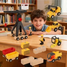 Baustellenfahrzeuge Kinder Kran Spielzeug mit Turmkran Bagger Kranwagen