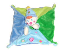 NICOTOY Schmusetuch Schnuffeltuch Clown Harlekin Kasper blau grün Kuscheltuch