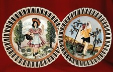 2 große italienische "IL FALCO" Sammlerteller in HANDARBEIT KunstkeramikGeschirr