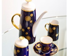 Edles ❤ Fine Bone China ❤ Mocca Service - 4 Pers - 11 Teile Kobaltblau Gold