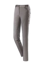 CRéATION L Damen Stretchhose mit Stickerei, grau