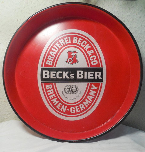 Altes beckś bier tablett aus - altes,