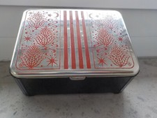 ART DECO  Bauhaus Dose Bakelit schwarz Metall Chrom bemalt rot