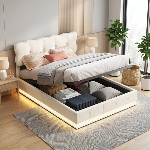 Polsterbett 140x200cm mit led - 140x200cm,
