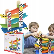 Holz-Rennbahn mit 4 Autos, 4