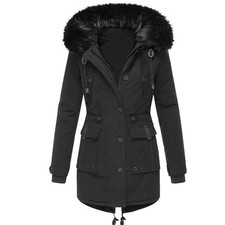 Damen Winter Jacke Stepp Mantel Parka Winterjacke Kunstpelz Warmgefüttert Kapuze