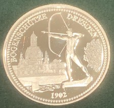 800 Jahre Dresden 1206 - 2006 Bogenschütze 1902 Feinsilber Medaille 999