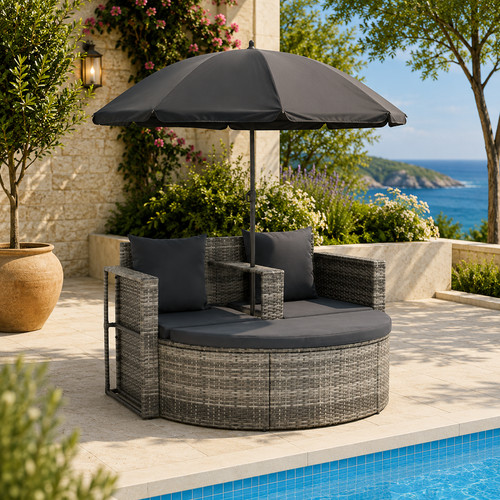 Gartenbett mit sonnenschirm - mit,