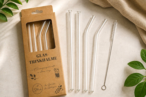 Glas trinkhalme 4er - 4er-set, inkl