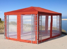 QUICK STAR Rank Pavillon 3x4m Metall Rotorange RAL 2001 mit Seitenwandset