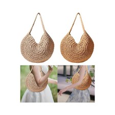 Runde Strandtasche aus Stroh