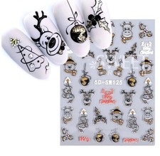 3D Nagel Sticker Nail Art Rentier Weihnachten Xmas Selbstklebend Aufkleber