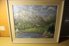 Öl Bild Landschaft Gebirge Berge Alm