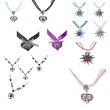 Trachtenkette Edelweiss Herz Dirndlkette Strass Satin Oktoberfest Schmuck