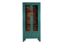 Vitrine Showcase 2 Türen 2 Schubladen türkis #M-HOC-A12T