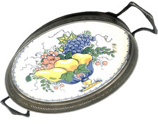 Delft Holland Keramik Tablett, Obstschale, 94% Zinn, 31 cm lang, 18 cm breit.